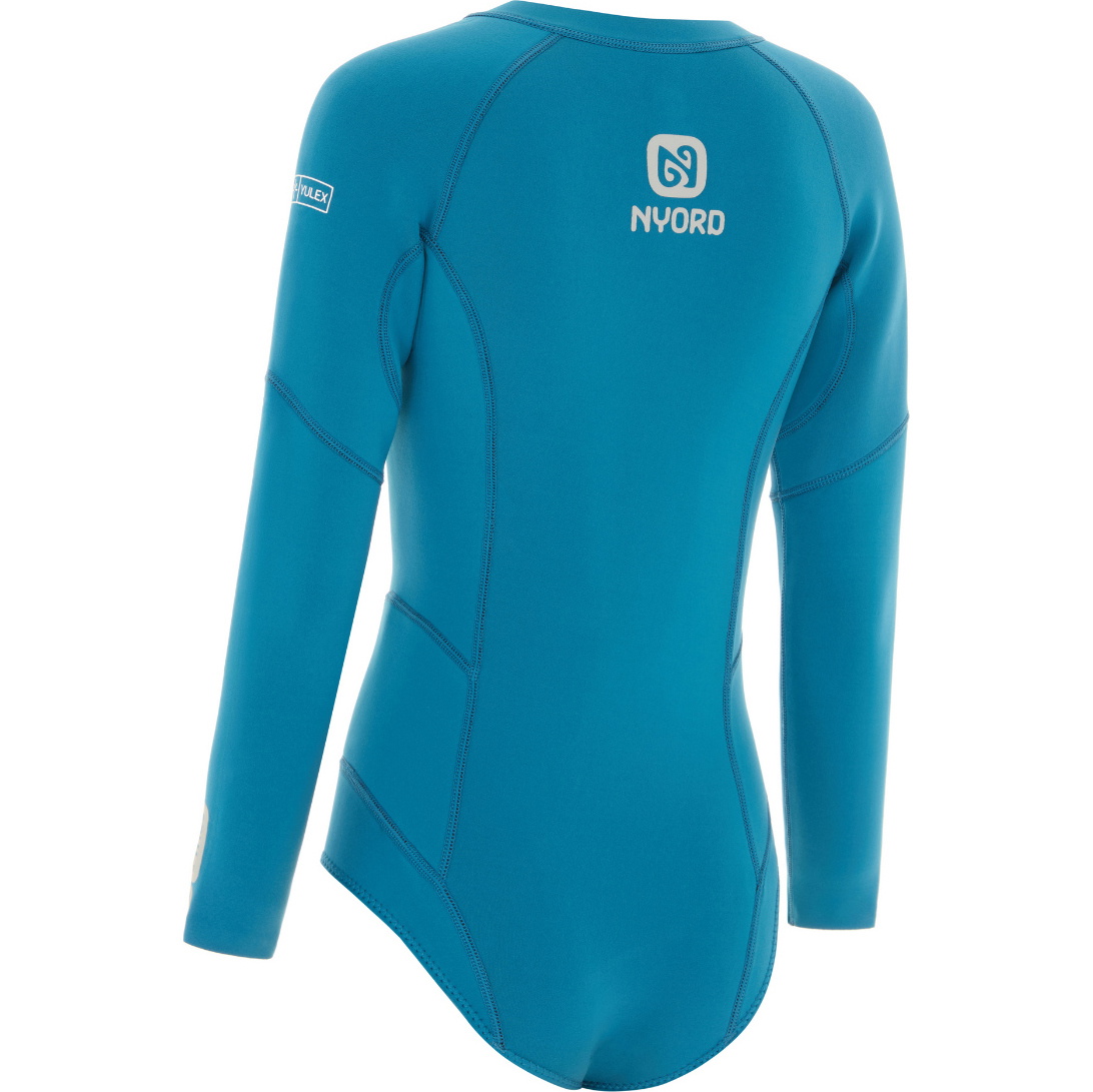 2026 Nyord Mujer Solu Yulex 2/2mm Manga Larga Front Zip Spring Shorty Neopreno SOLWHL22001-CBL - Celestial Blue